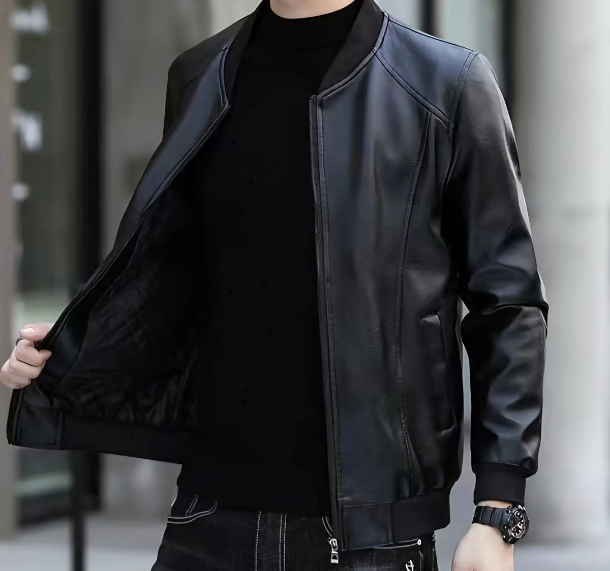 Veste en cuir pour homme