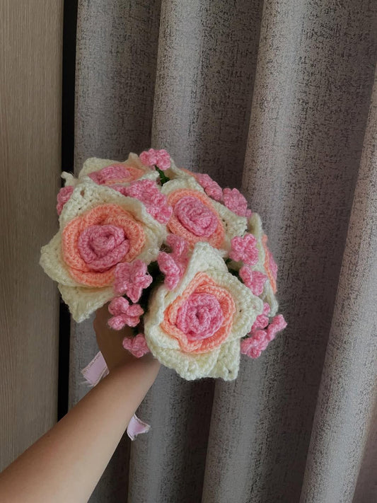 Bouquet de roses rose ambre