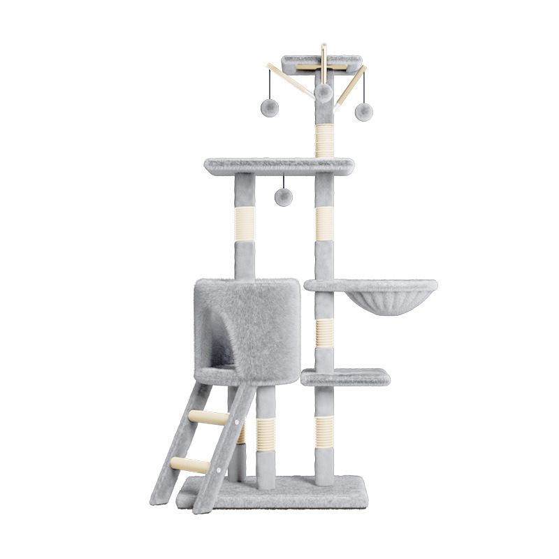 Arbre à chat multi-niveaux de 133 cm avec poteaux à griffer et niche