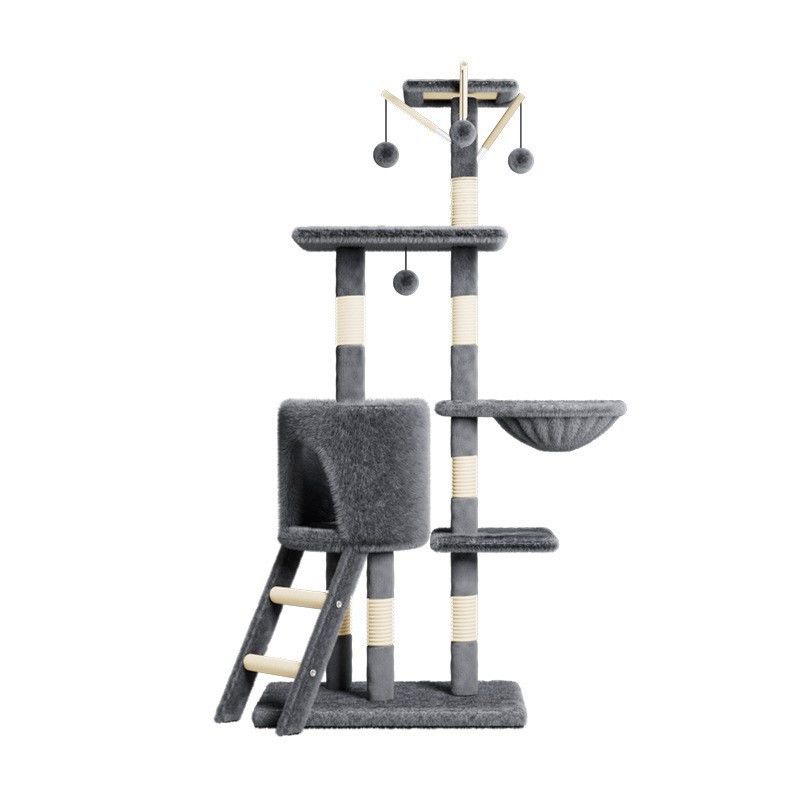 Arbre à chat multi-niveaux de 133 cm avec poteaux à griffer et niche