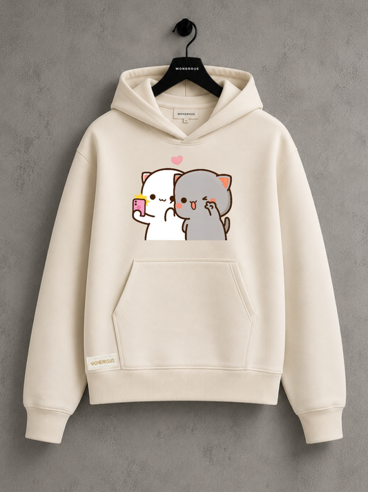 Peach Goma Hoodie Selfie
