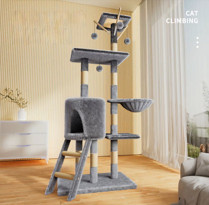 Arbre à chat multi-niveaux de 133 cm avec poteaux à griffer et niche