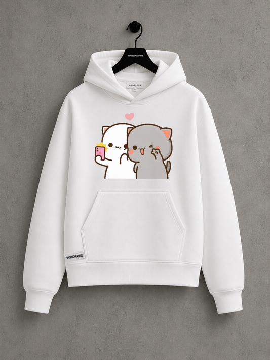 Peach Goma Hoodie Selfie
