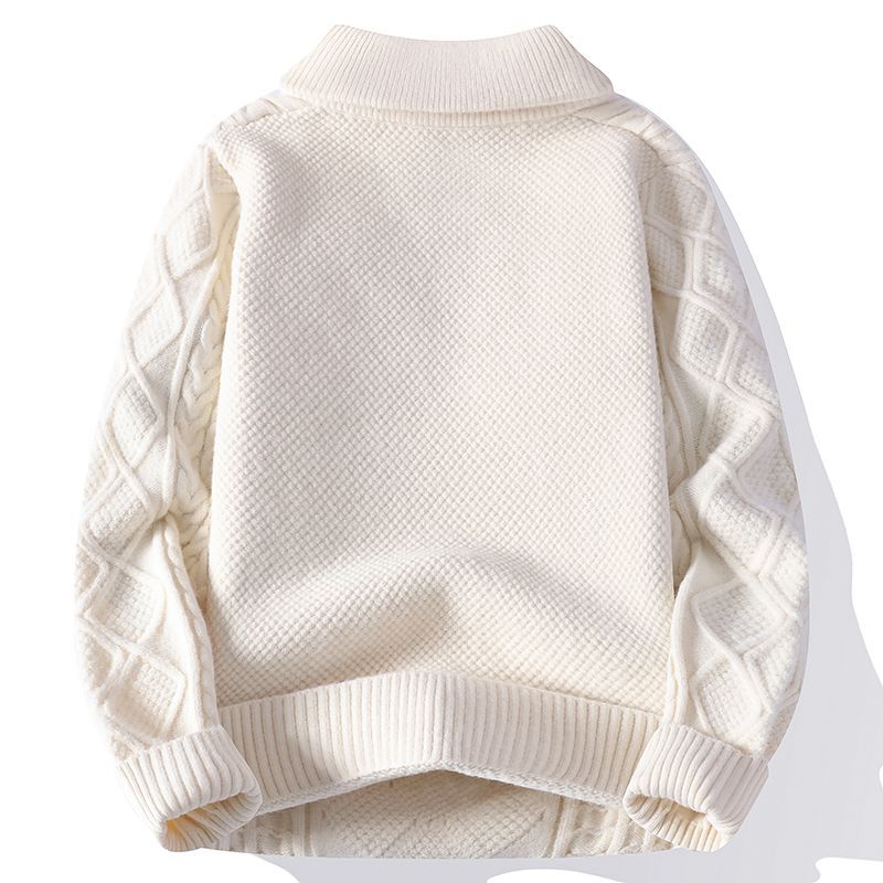 Zopfstrickpullover mit halbem Reißverschluss
