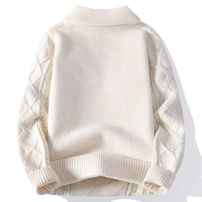 Zopfstrickpullover mit halbem Reißverschluss